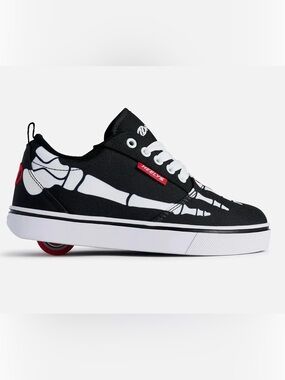 Heelys Kids Black & White Skeleton Graphic Skate Sneakers with Red Logo